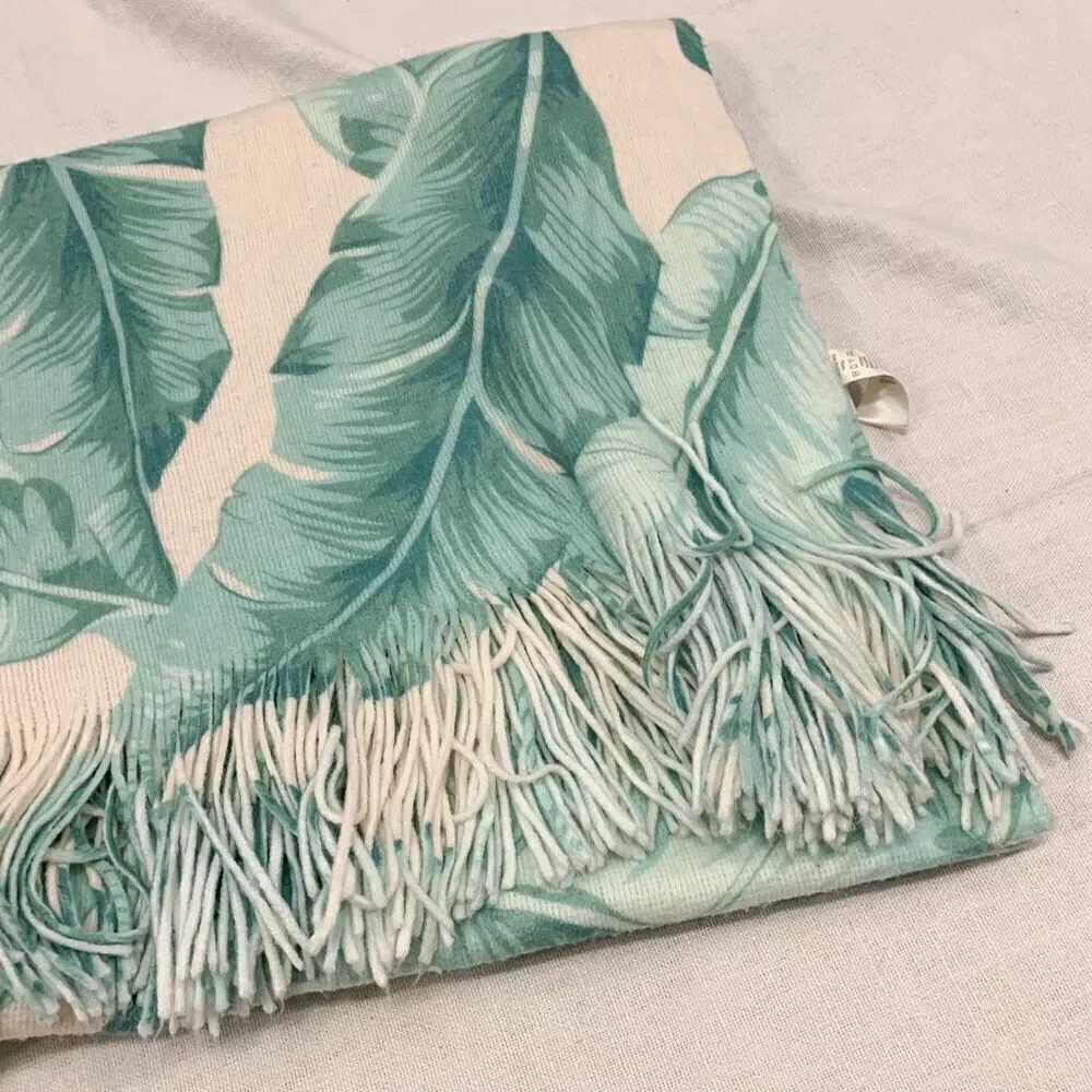 The Emily & Meritt Pottery Barn PB Teen Printed Palms Tropical soft Throw green
